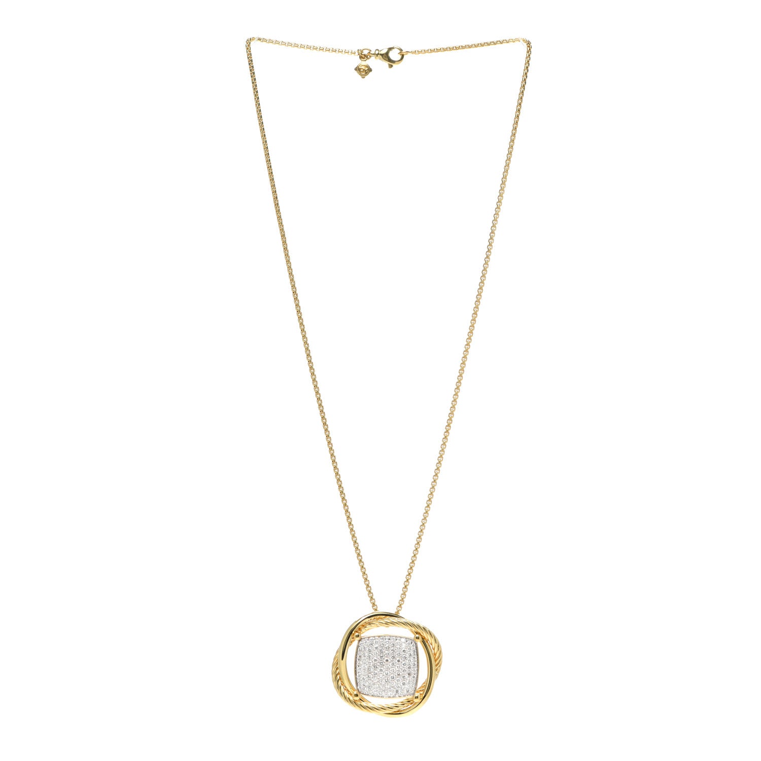 David Yurman 18k Yellow Gold Diamond 32mm Infinity Pendant Necklace 3 of 5