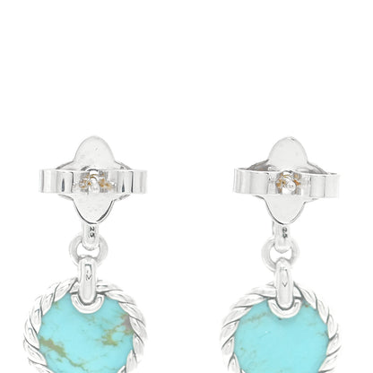 David Yurman Sterling Silver Diamond Turquoise Elements Drop Earrings 3 of 5
