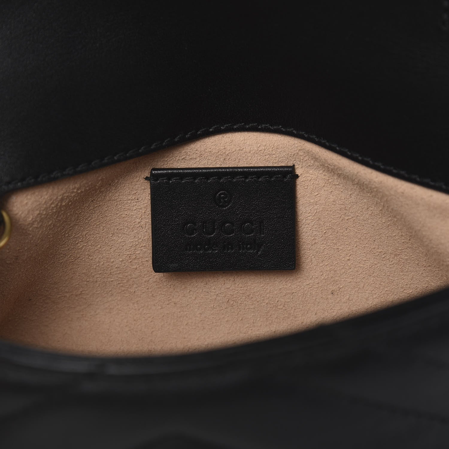 Gucci Calfskin Matelasse Super Mini GG Marmont Shoulder Bag Black 6 of 11