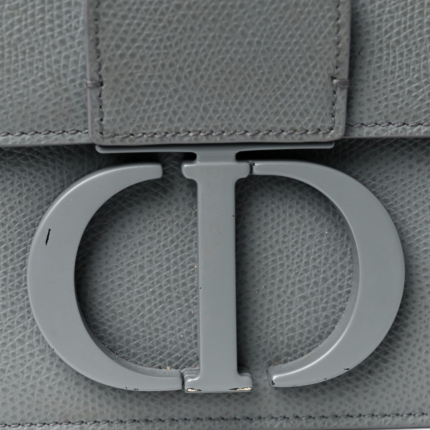 Ultra Matte Grained Calfskin 30 Montaigne Flap Bag Grey