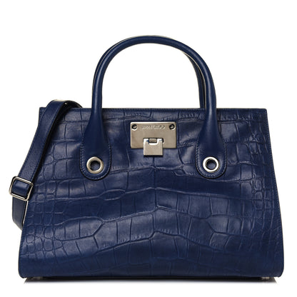 Jimmy Choo Crocodile Embossed Calfskin Riley Tote Steel Blue 1 of 12