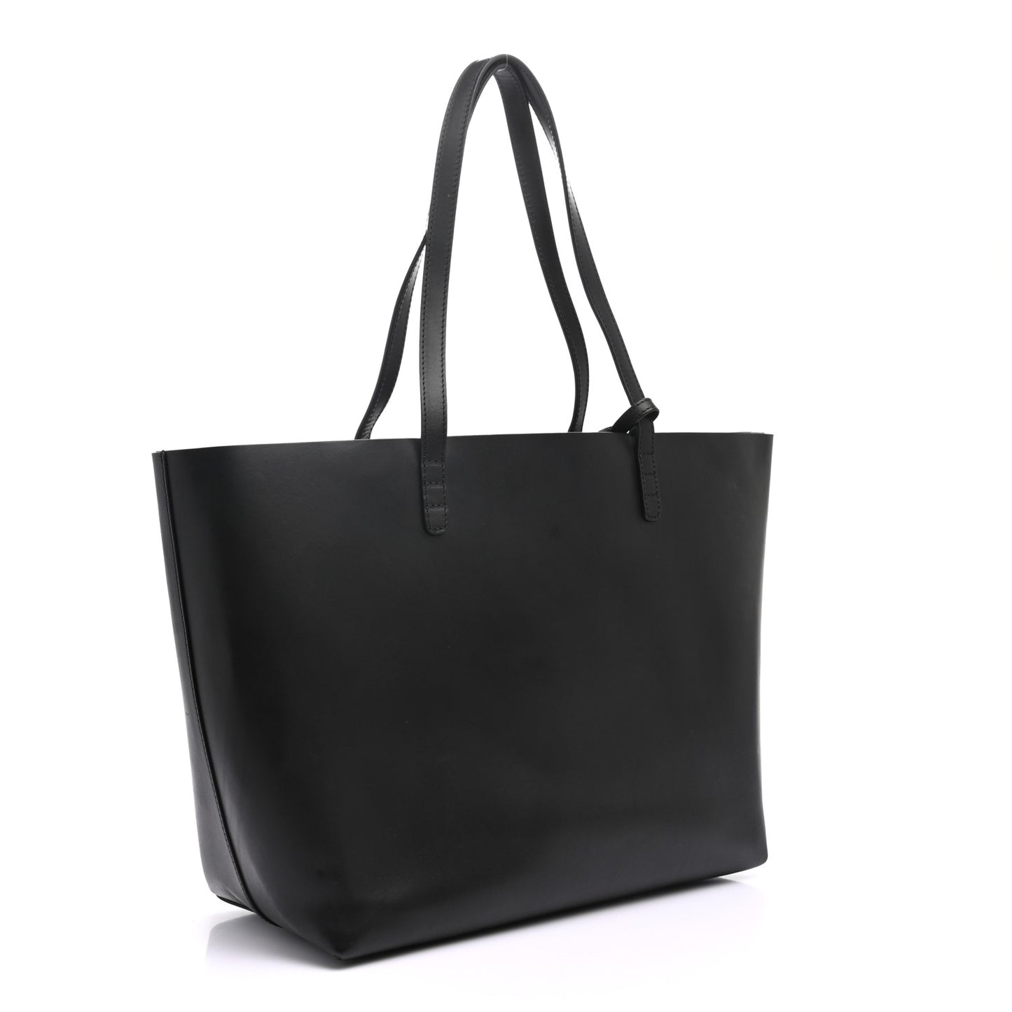 Calfskin Small Shopping Tote Black Flamma