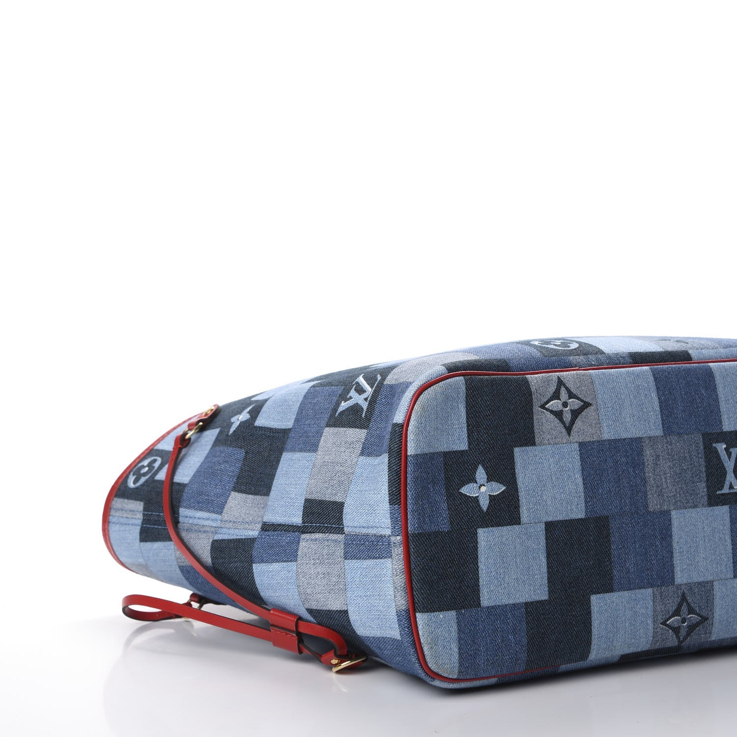 Louis Vuitton Denim Damier Monogram Patchwork Neverfull Blue Rouge 7 of 12