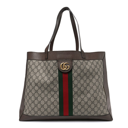 Gucci GG Supreme Monogram Web Ophidia Tote Brown 1 of 12