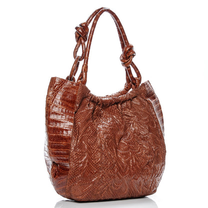 Nancy Gonzalez Crocodile Python Embossed Shoulder Bag Brown 3 of 8