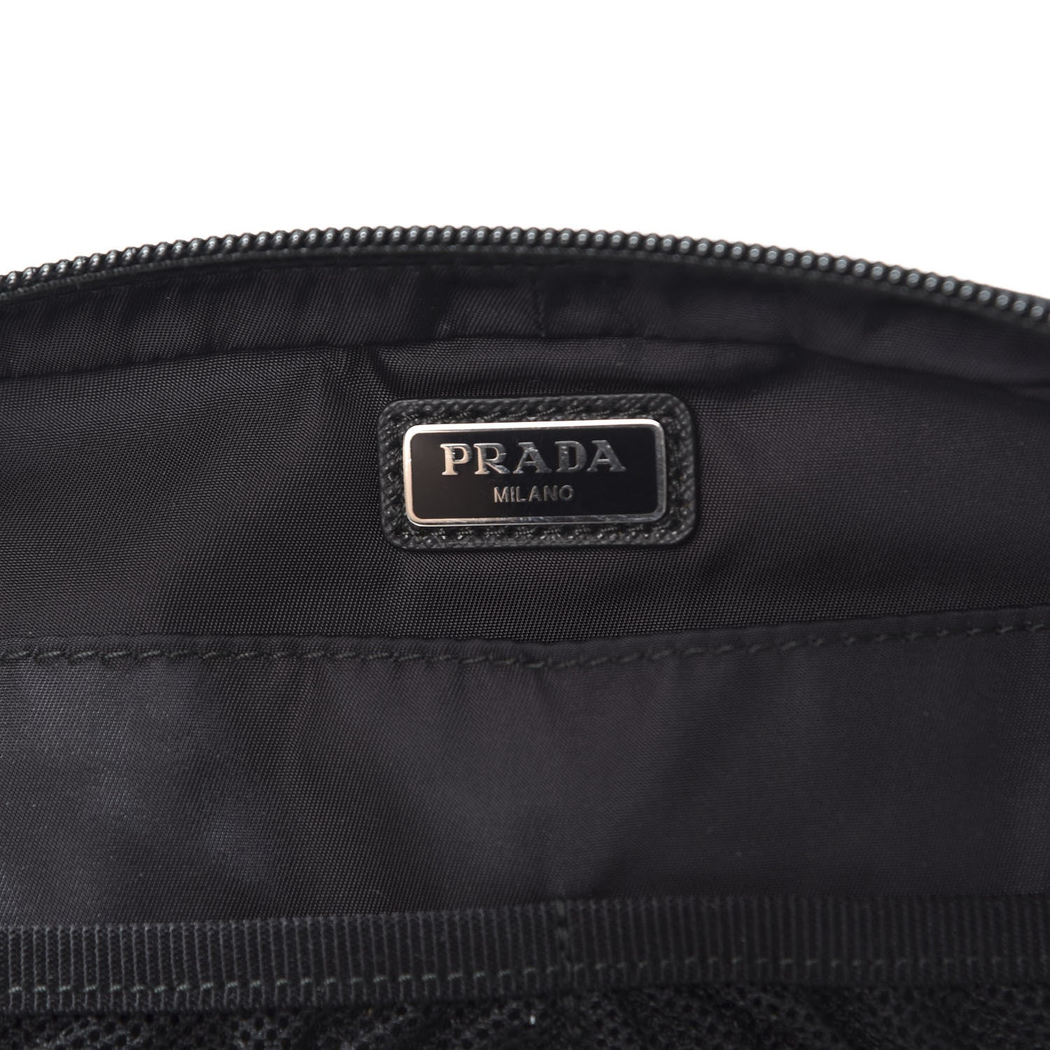 Prada Tessuto Nylon Saffiano Maniglia Pouch Black 7 of 7