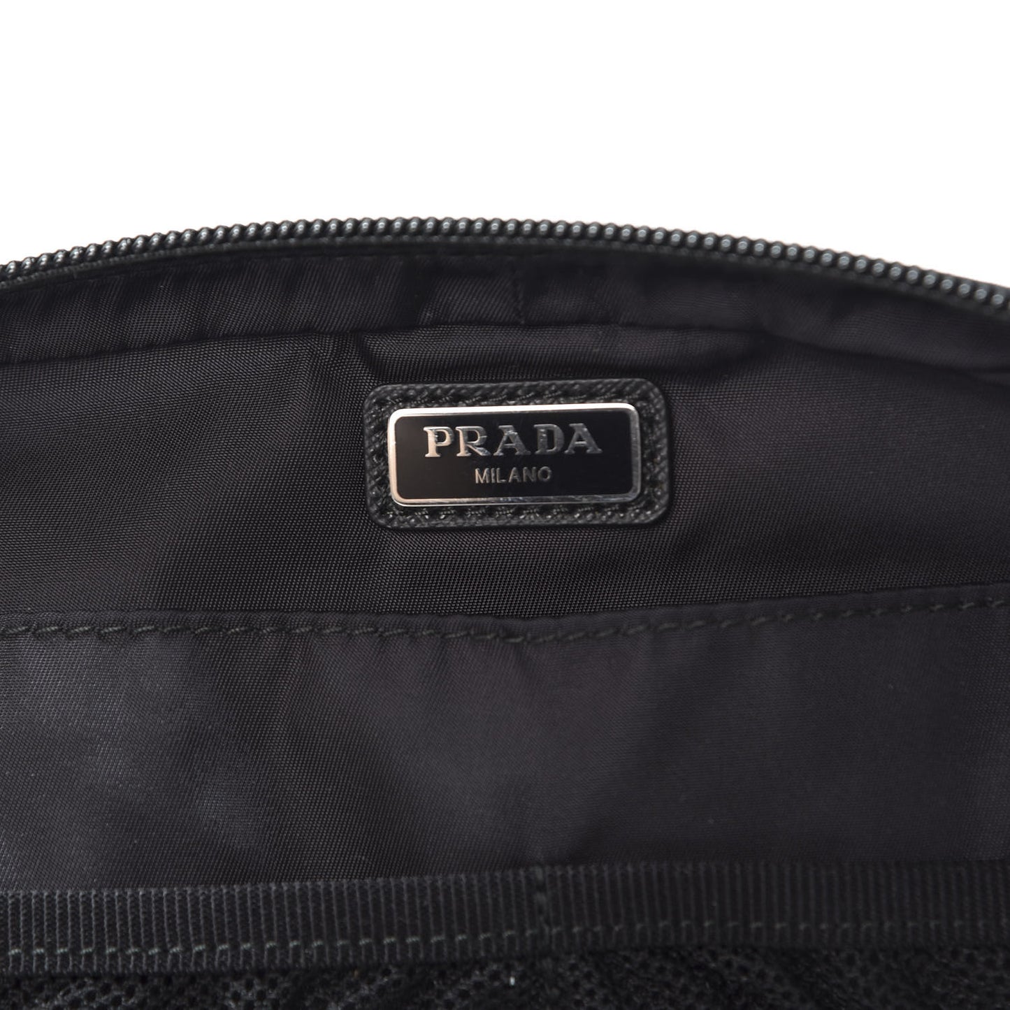 Tessuto Nylon Saffiano Maniglia Pouch Black