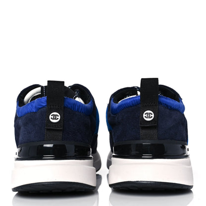 Chanel Suede Calfskin CC Sneakers 39.5 Blue Navy Dark Navy 5 of 9