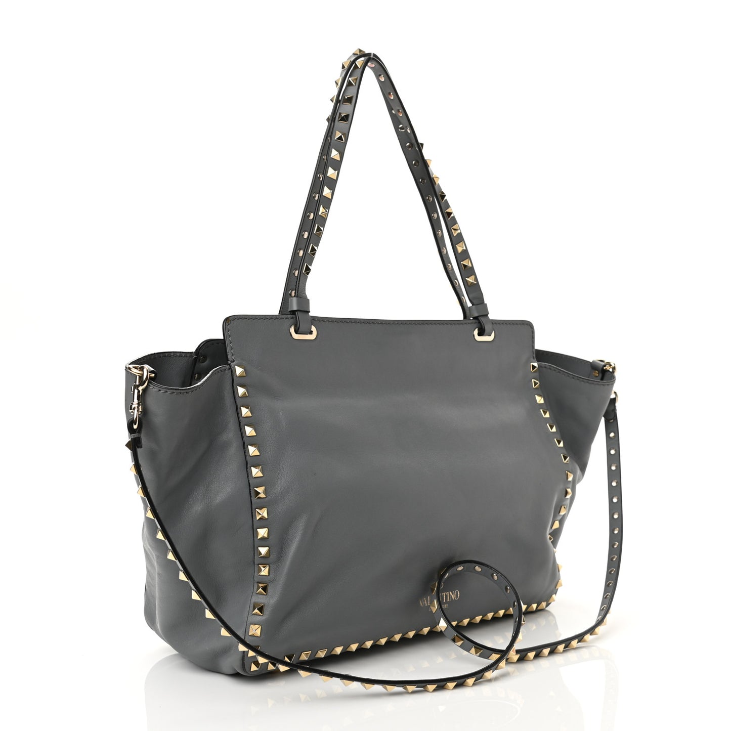 Vitello Medium Rockstud Tote Grey