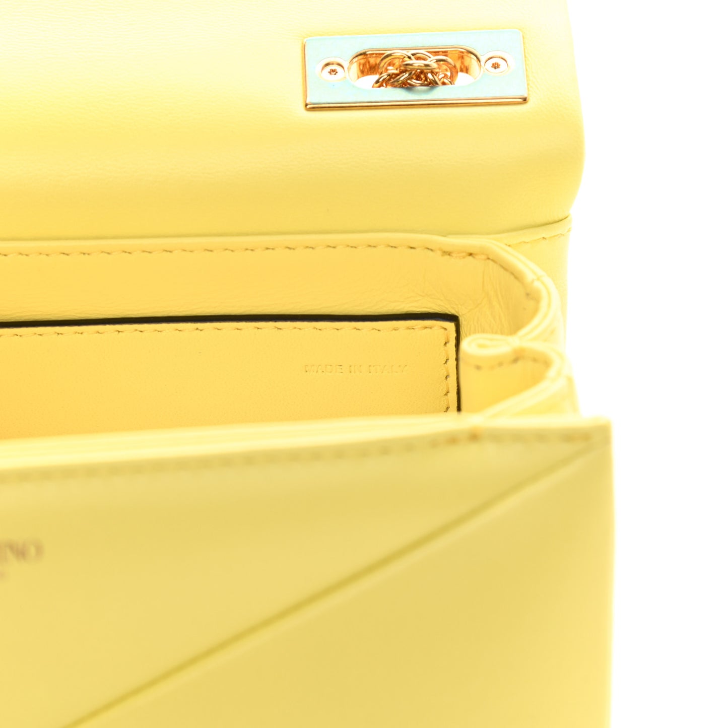 Nappa One Stud Chain Clutch Pale Yellow