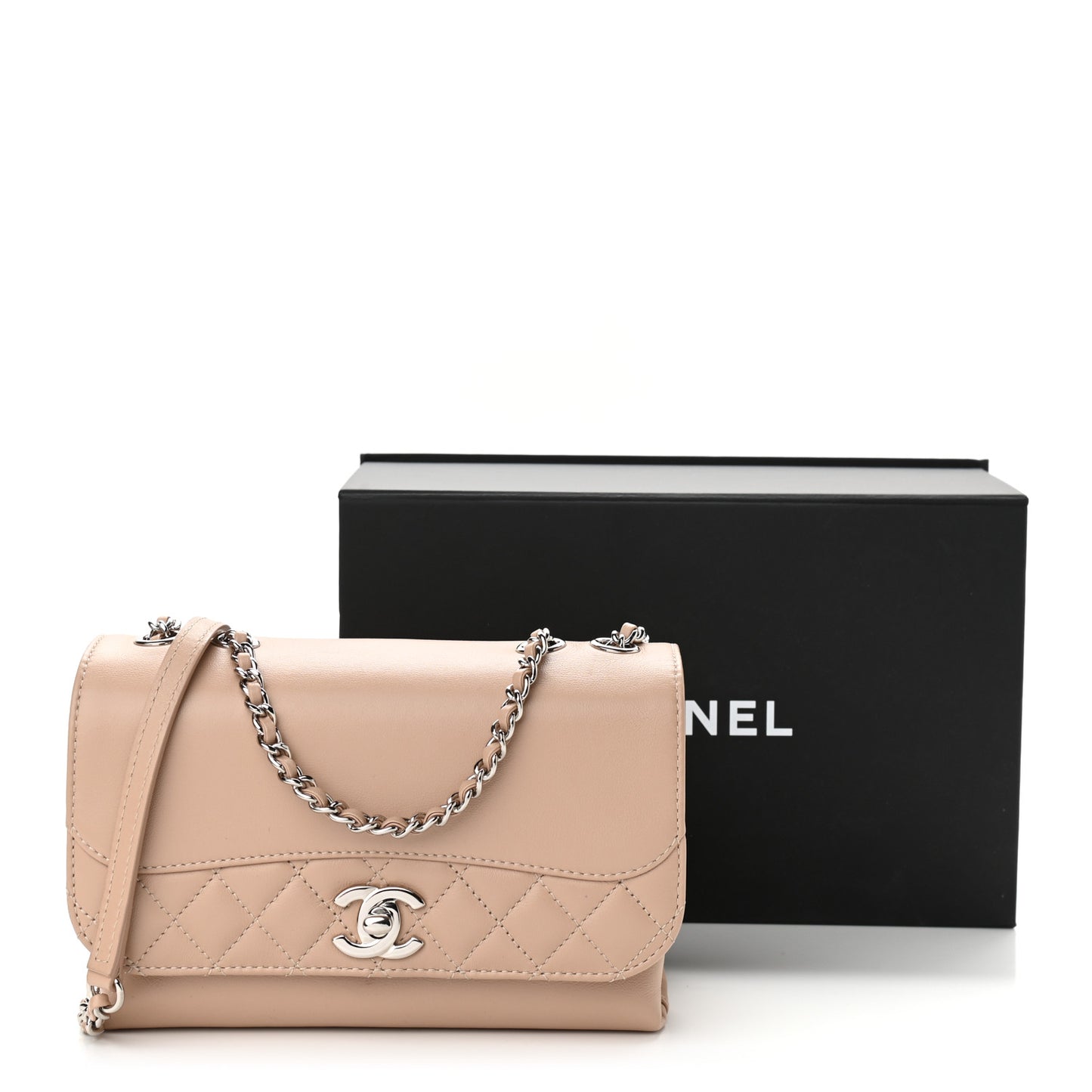 Calfskin Mini Tramezzo Flap Beige