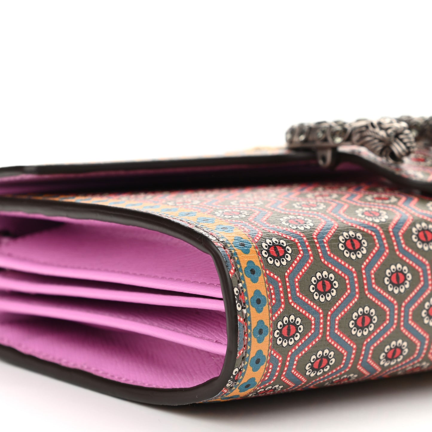 Calfskin Printed Garden Dionysus Chain Wallet Multicolor