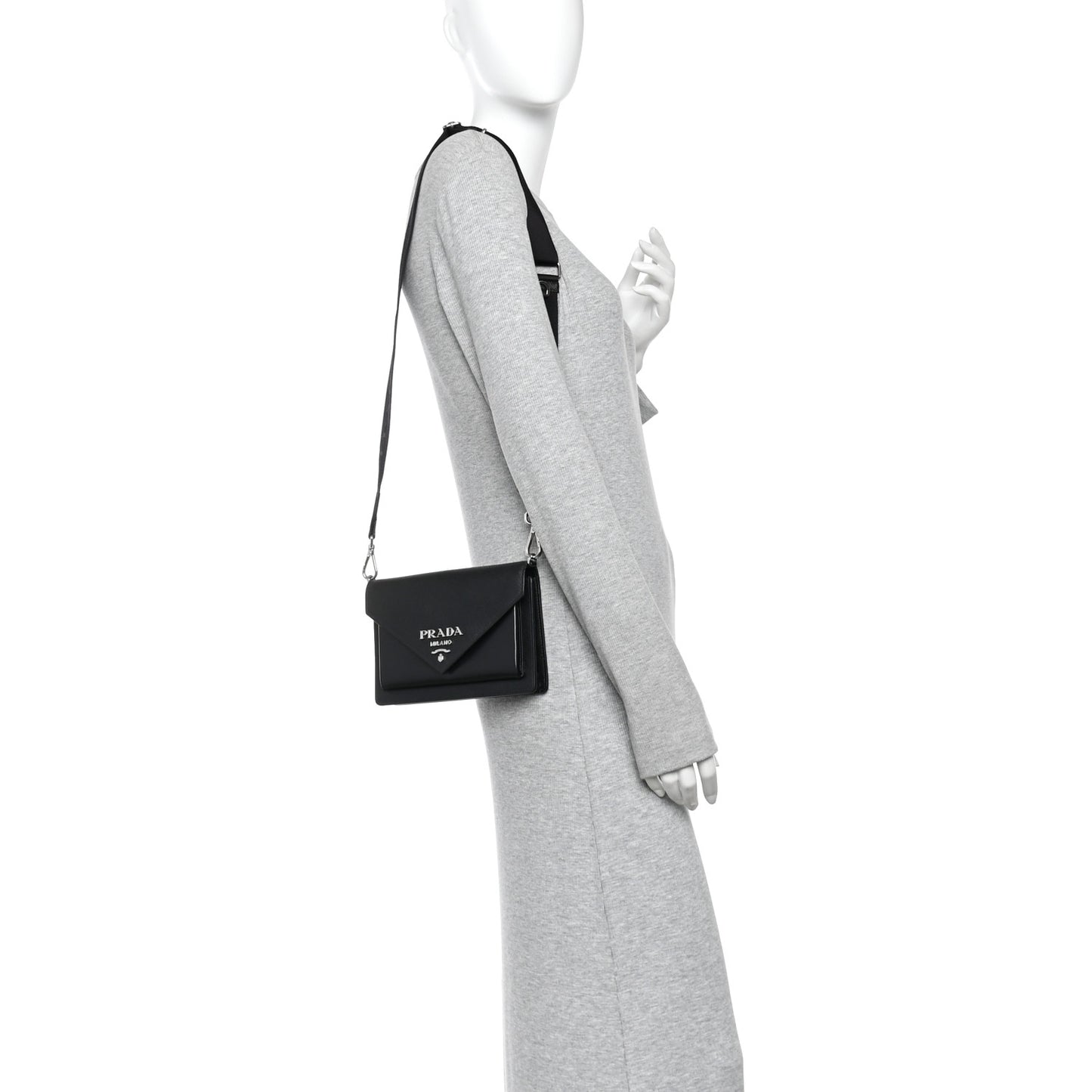 Saffiano City Calf Mini Envelope Bag Black