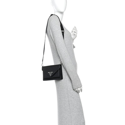 Prada Saffiano City Calf Mini Envelope Bag Black 2 of 12