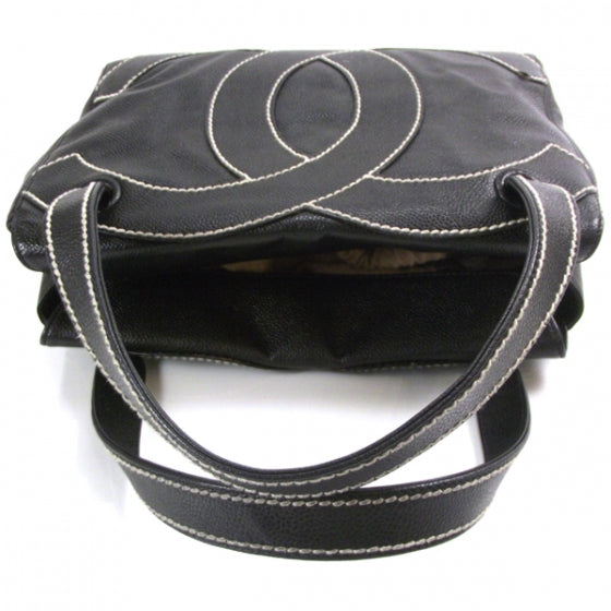 Caviar CC Stitched Small Tote Black