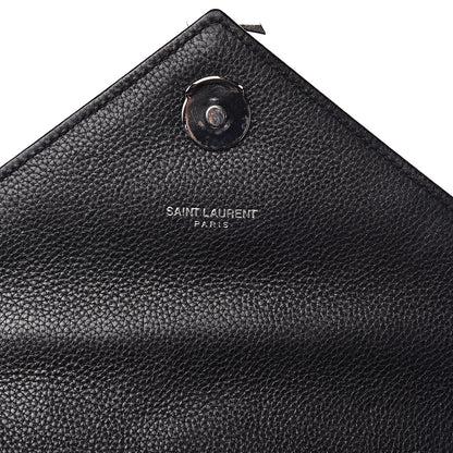 Saint Laurent Grained Calfskin Tri-Quilt Monogram Medium College Bag Black 6 of 9