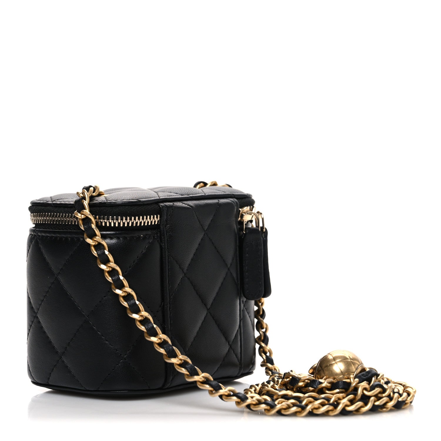 Chanel Lambskin Quilted Mini Pearl Crush Vanity Case With Chain