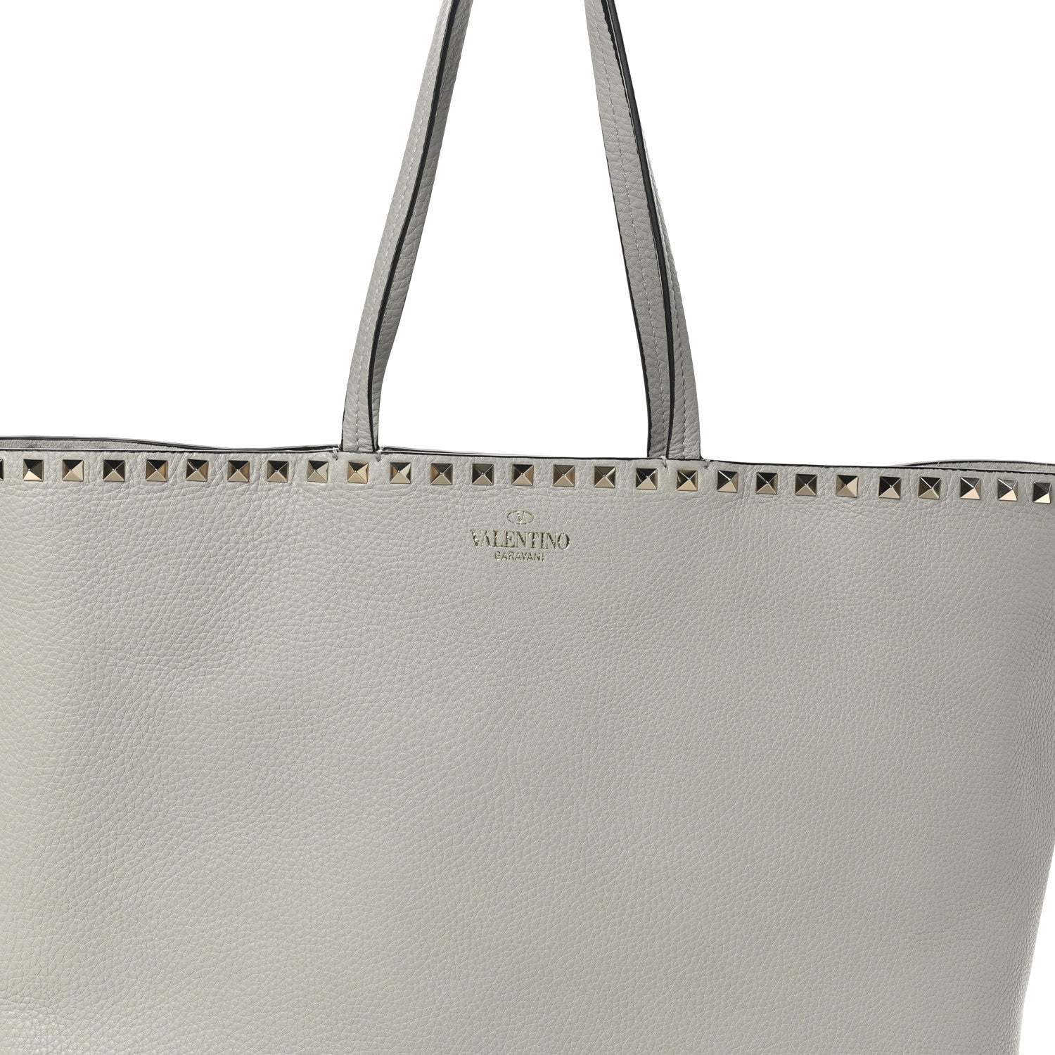 Valentino Garavani Grained Calfskin Rockstud Shoulder Tote Perla 7 of 9