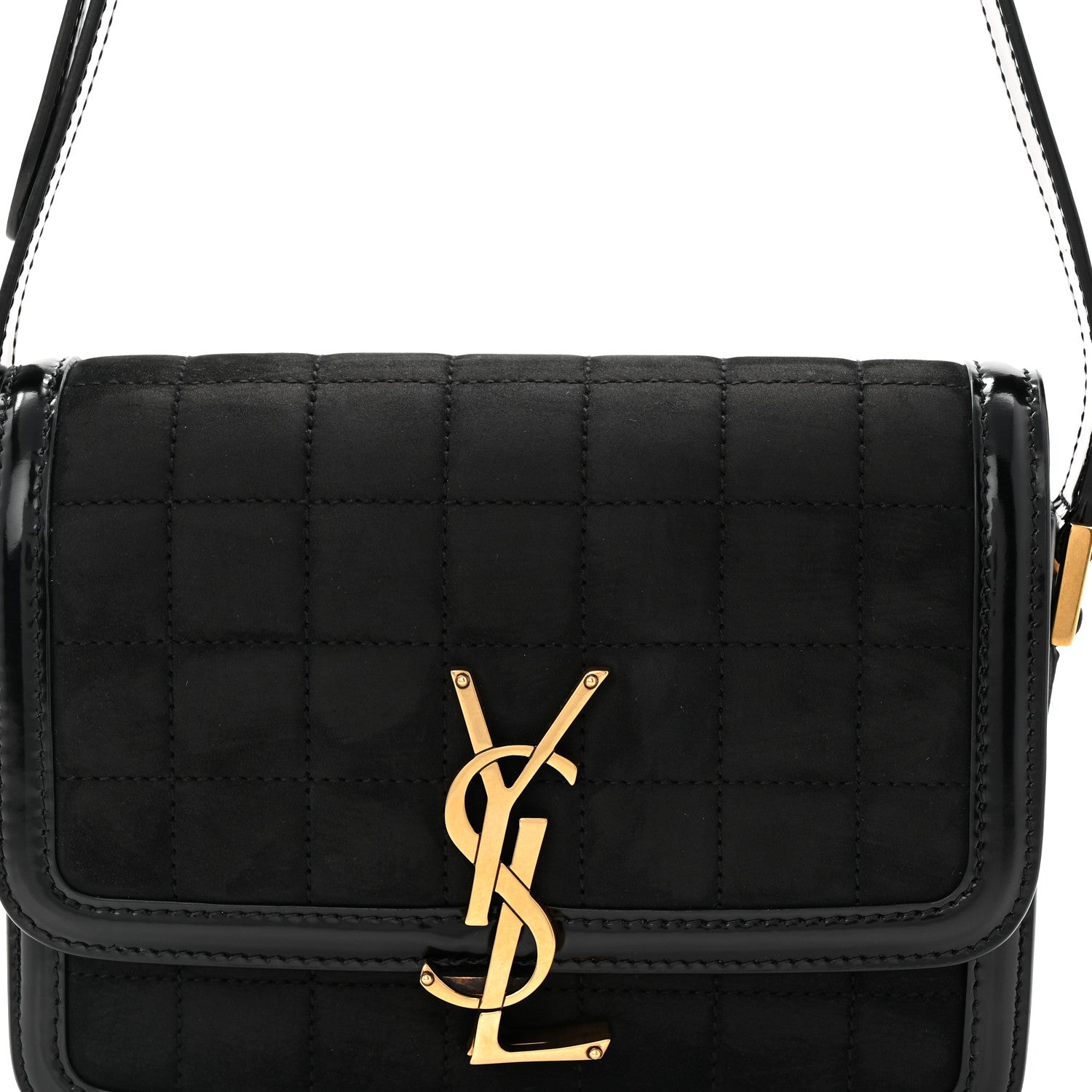 Saint Laurent Suede Quilted Monogram Small Solferino Satchel Black 8 of 10