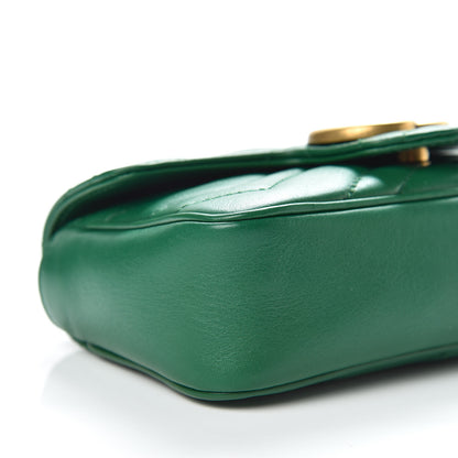 Gucci Calfskin Matelasse Super Mini GG Marmont Shoulder Bag Emerald Green 6 of 13