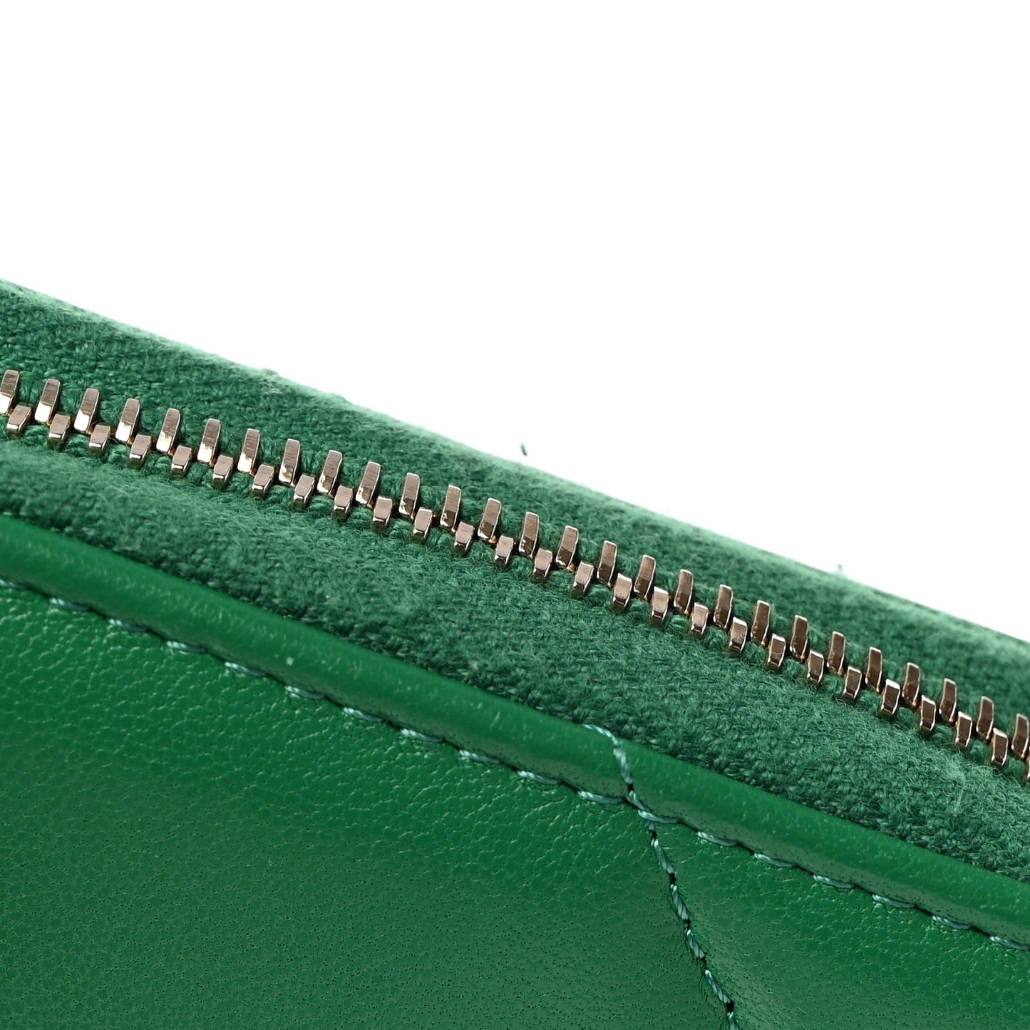 Lambskin Quilted 19 Zip Around Coin Purse Wallet Green