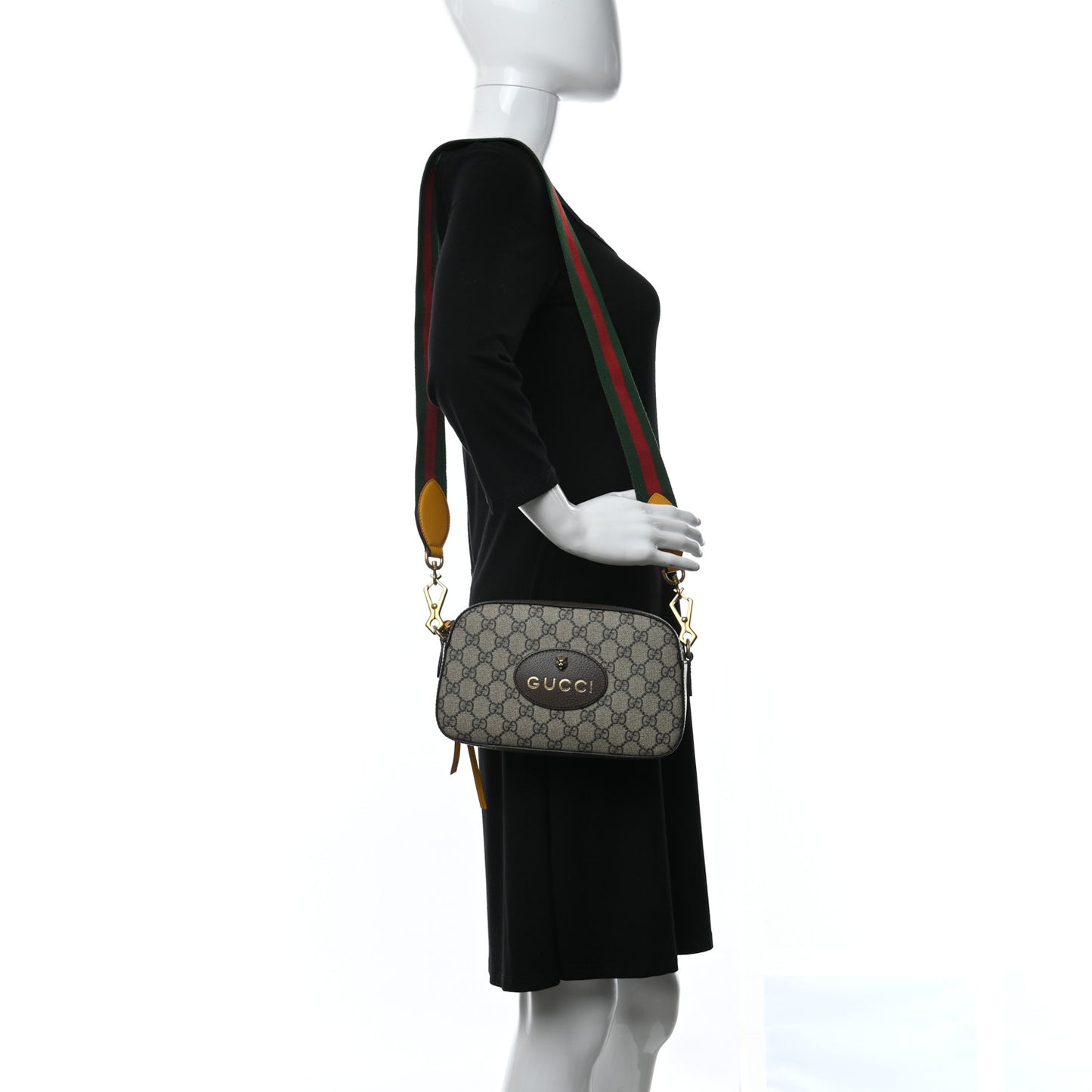 GG Supreme Monogram Web Neo Vintage Shoulder Bag Beige New Acero Crop