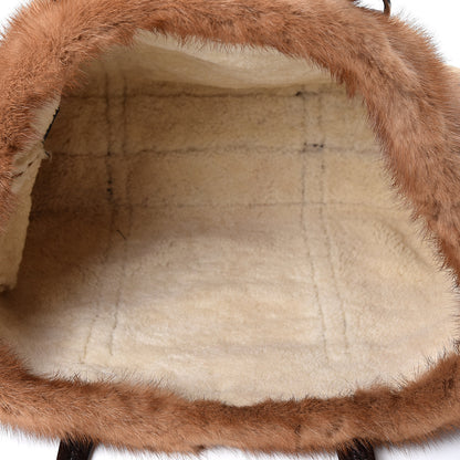 Prada Suede Shearling Mink Fur Crocodile Tote 4 of 9