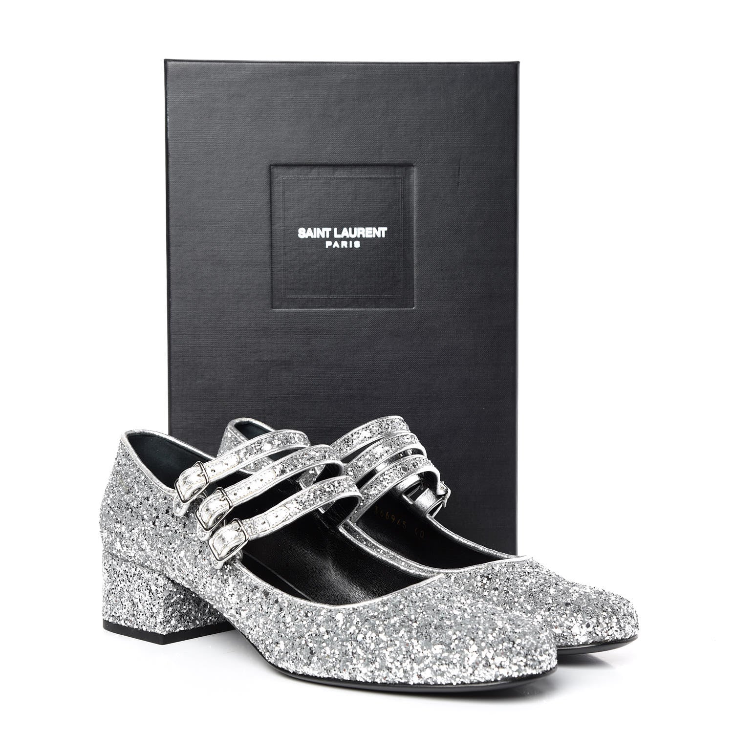 Saint Laurent Glitter Babies 40 Mid Heel Pumps 40 Galaxi Argento 9 of 9