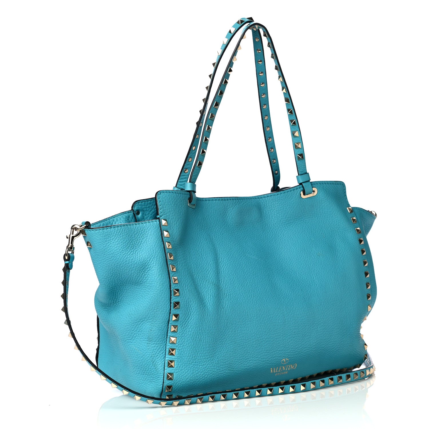 Valentino Garavani Pebbled Calfskin Medium Rockstud Tote Parrot 2 of 4