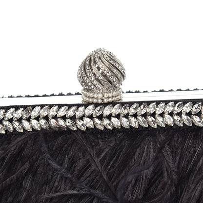 Jimmy Choo Satin Feather Crystal Embellished Celeste Clutch Black 7 of 7
