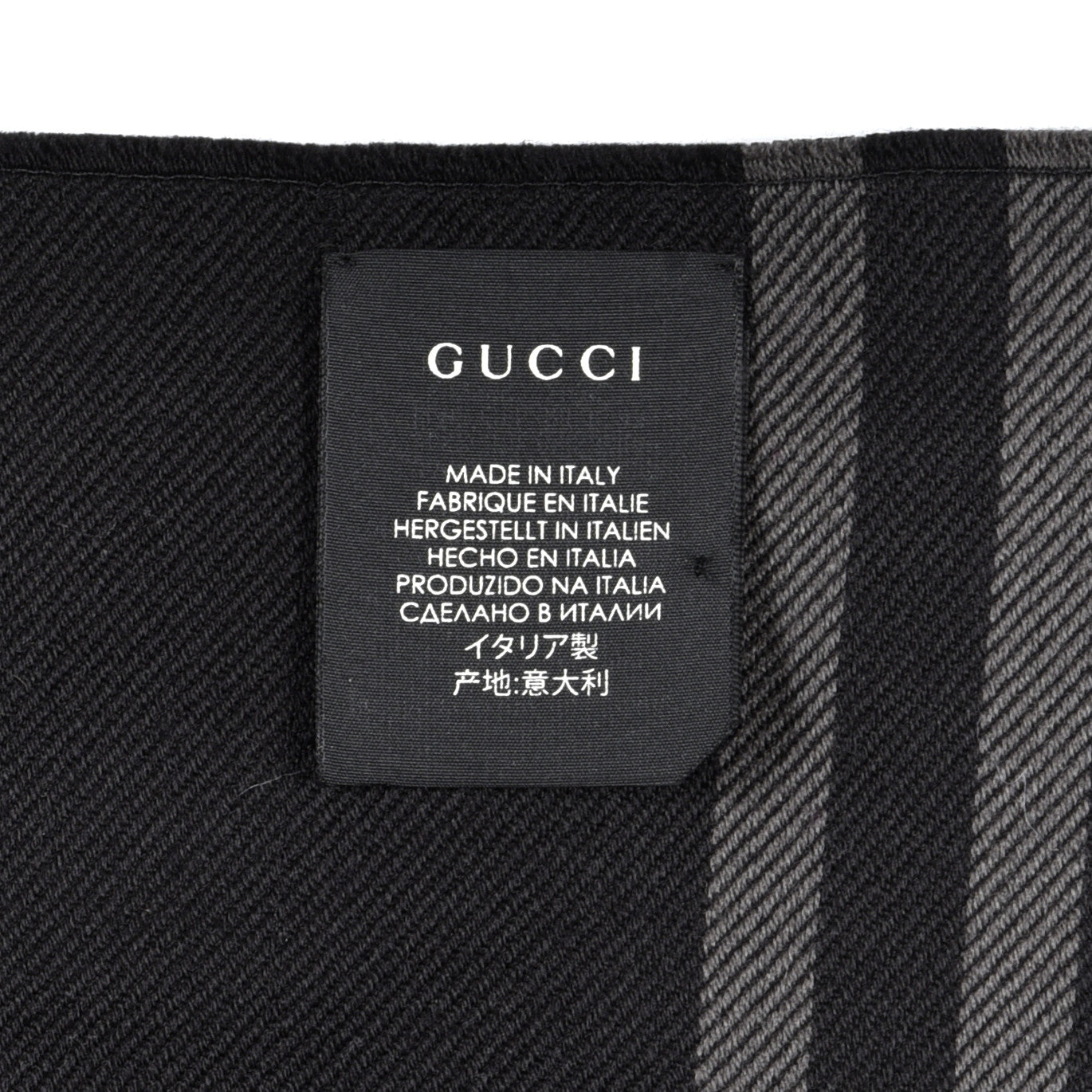 Gucci Wool GG Monogram Arliss Fringe Scarf Anthracite Black 4 of 4