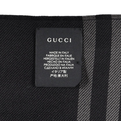 Gucci Wool GG Monogram Arliss Fringe Scarf Anthracite Black 4 of 4