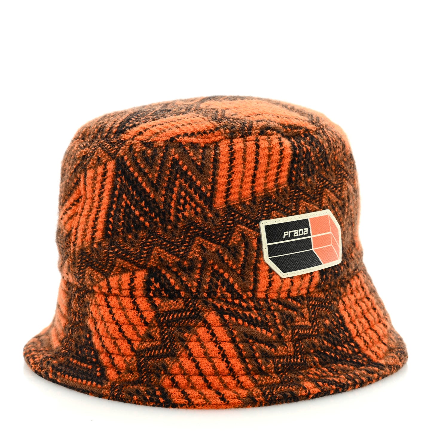 Wool Cashmere Geometric Logo Womens Bucket Hat S Orange Black