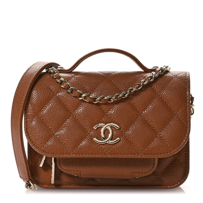 Chanel Caviar Quilted Business Affinity Clutch With Chain Flap Camel 1 of 12