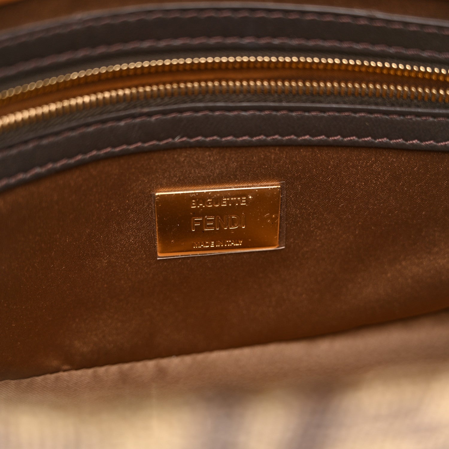 Fendi Vitello King Beaded Zucca Baguette Mogano Panna Ebano 6 of 13