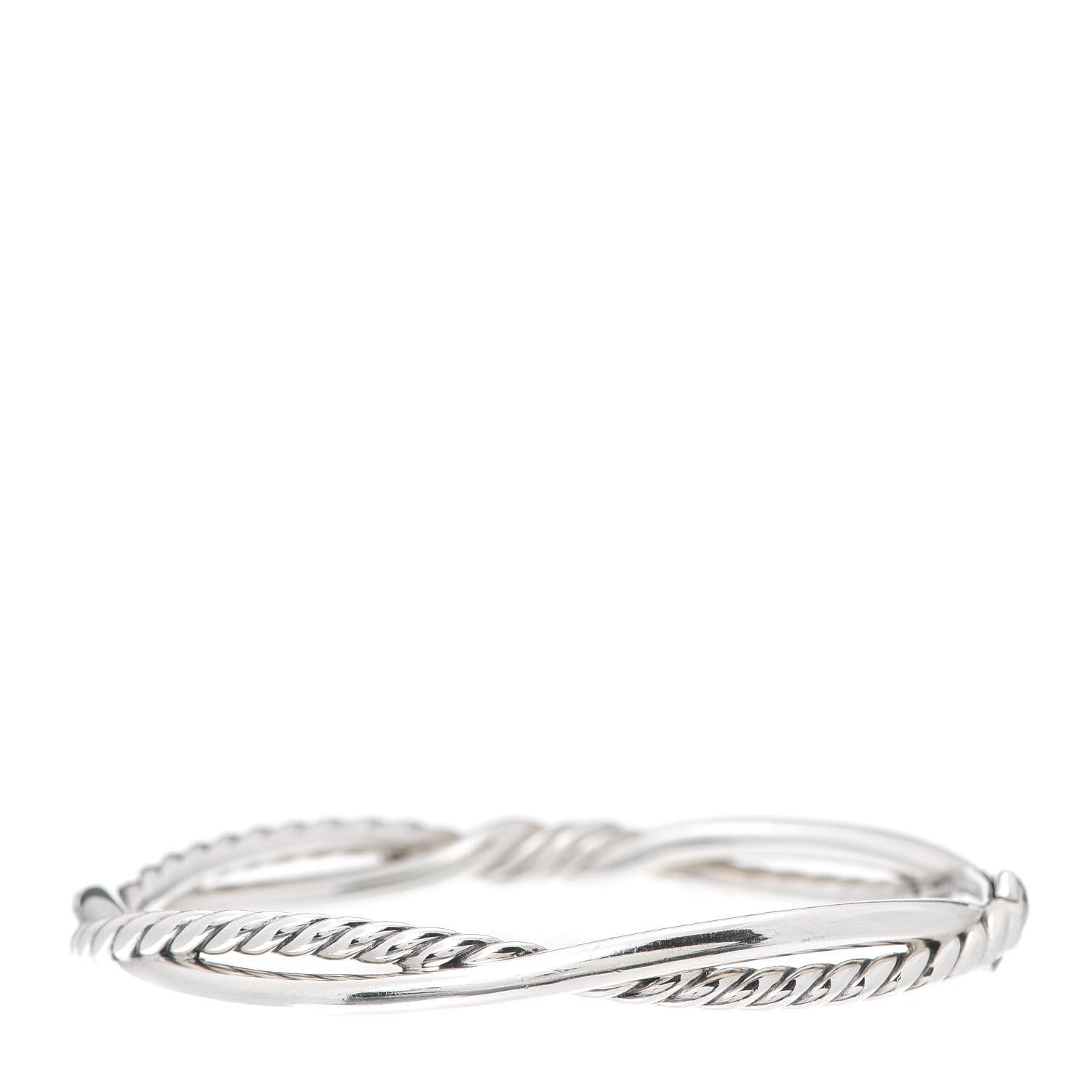 David Yurman Sterling Silver Diamond Continuance Bangle Bracelet 3 of 5
