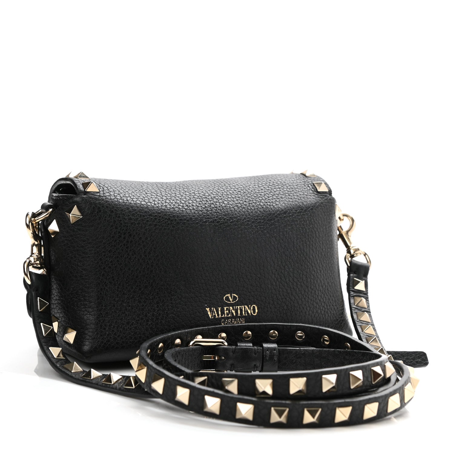 Valentino Garavani Pebbled Calfskin Mini Rockstud Crossbody Bag Black 3 of 11