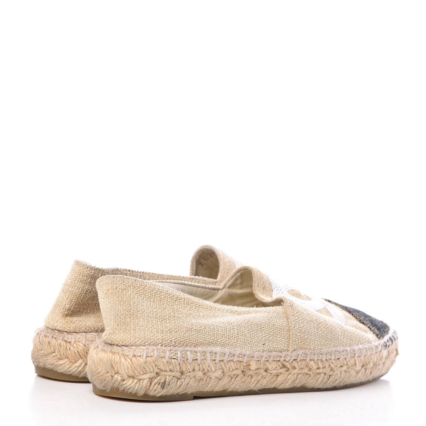 Linen Sequin CC Espadrilles 36 Beige Black