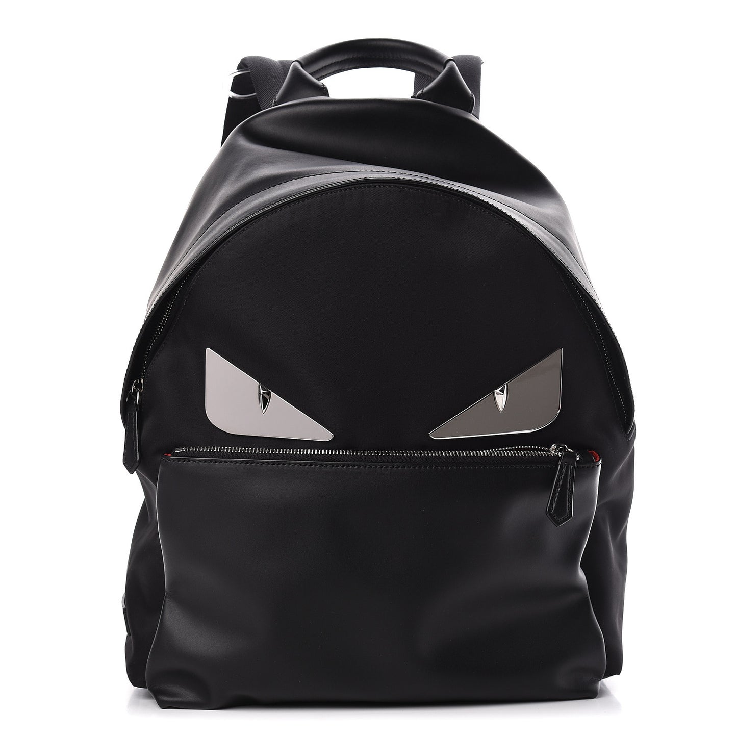 Nylon Vitello Liberty Metal Monster Eyes Rounded Backpack Black