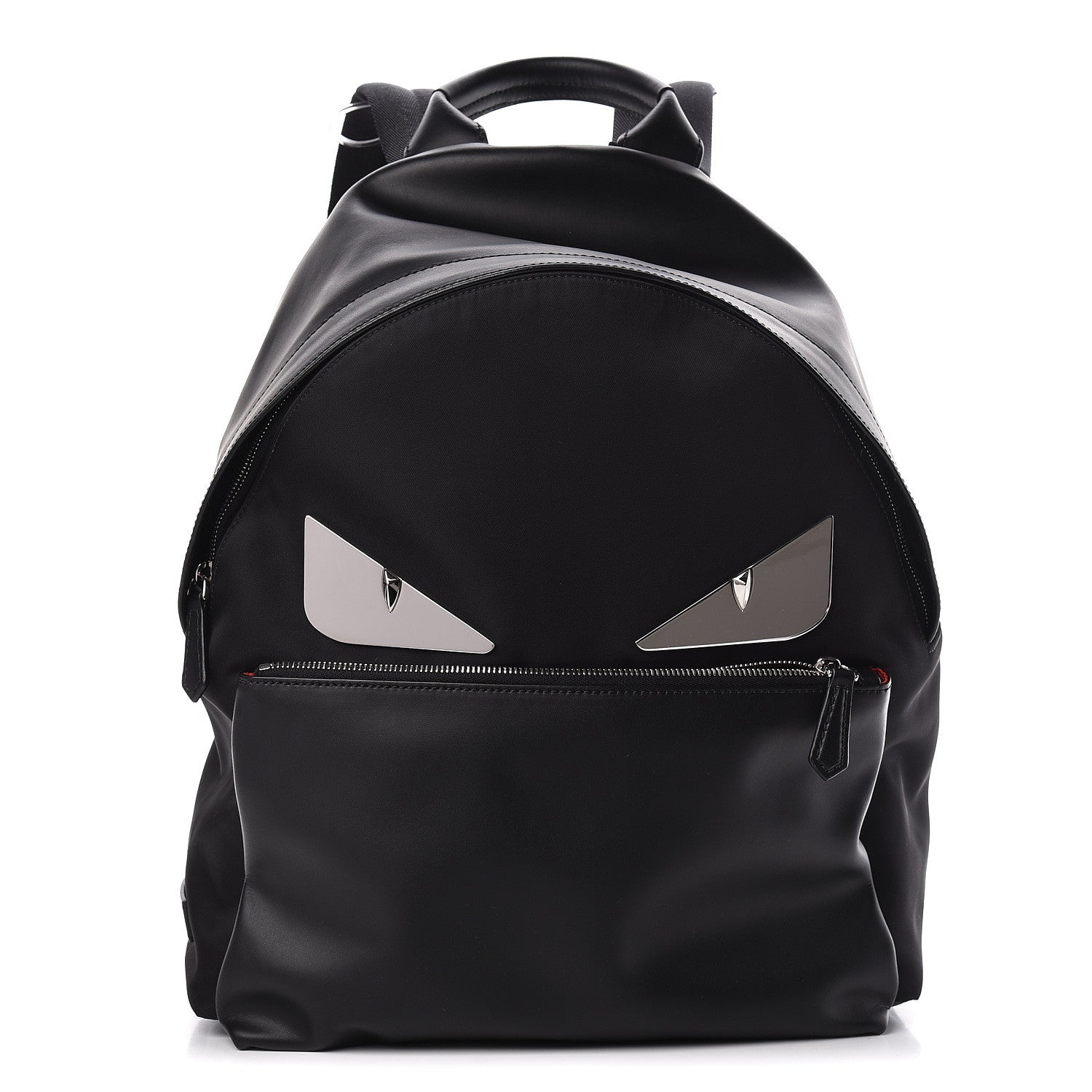 Fendi Nylon Vitello Liberty Metal Monster Eyes Rounded Backpack Black 1 of 10