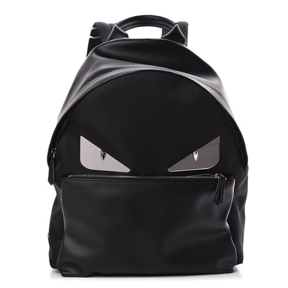 Fendi Nylon Vitello Liberty Metal Monster Eyes Rounded Backpack Black 1 of 10
