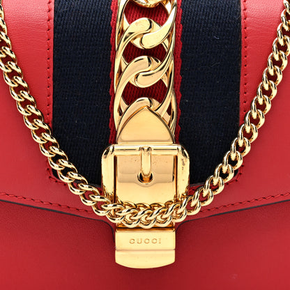 Gucci Calfskin Super Mini Sylvie Chain Shoulder Bag Hibiscus Red 8 of 10