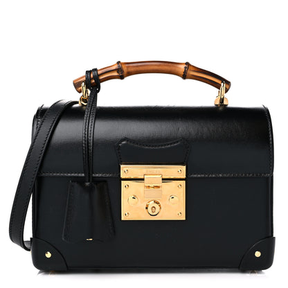 Gucci Calfskin Small Padlock Bamboo Shoulder Bag Black 1 of 13