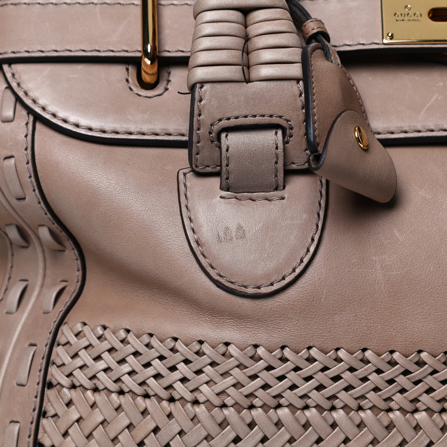 Gucci Calfskin Handmade Large Top Handle Bag Taupe 14 of 15