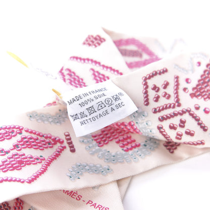 Hermes Silk Kelly En Perles Twilly Creme Framboise 4 of 4
