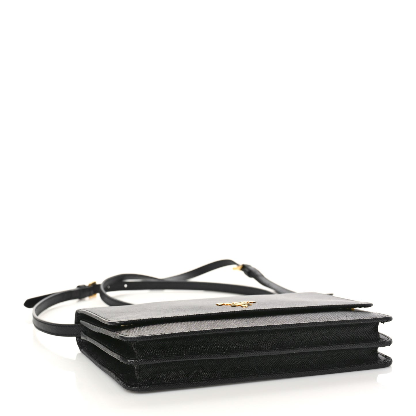 Saffiano Vernice Mini Crossbody Wallet Black