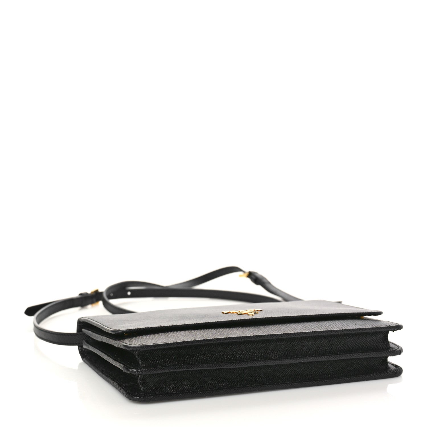 Prada Saffiano Vernice Mini Crossbody Wallet Black 4 of 8