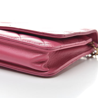 Chanel Lambskin Quilted Wallet On Chain WOC Pink 11 of 14