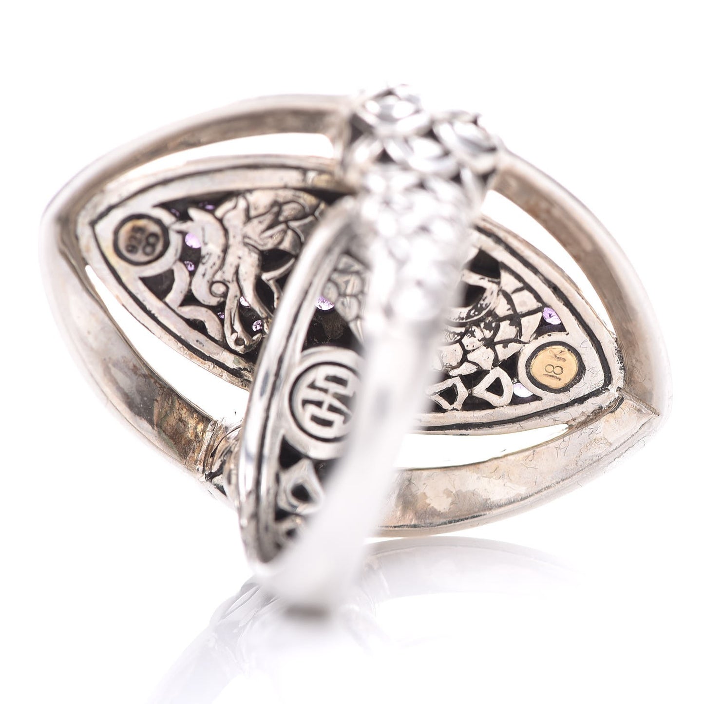 Sterling Silver 18K Yellow Gold Amethyst Naga Ring 57 8