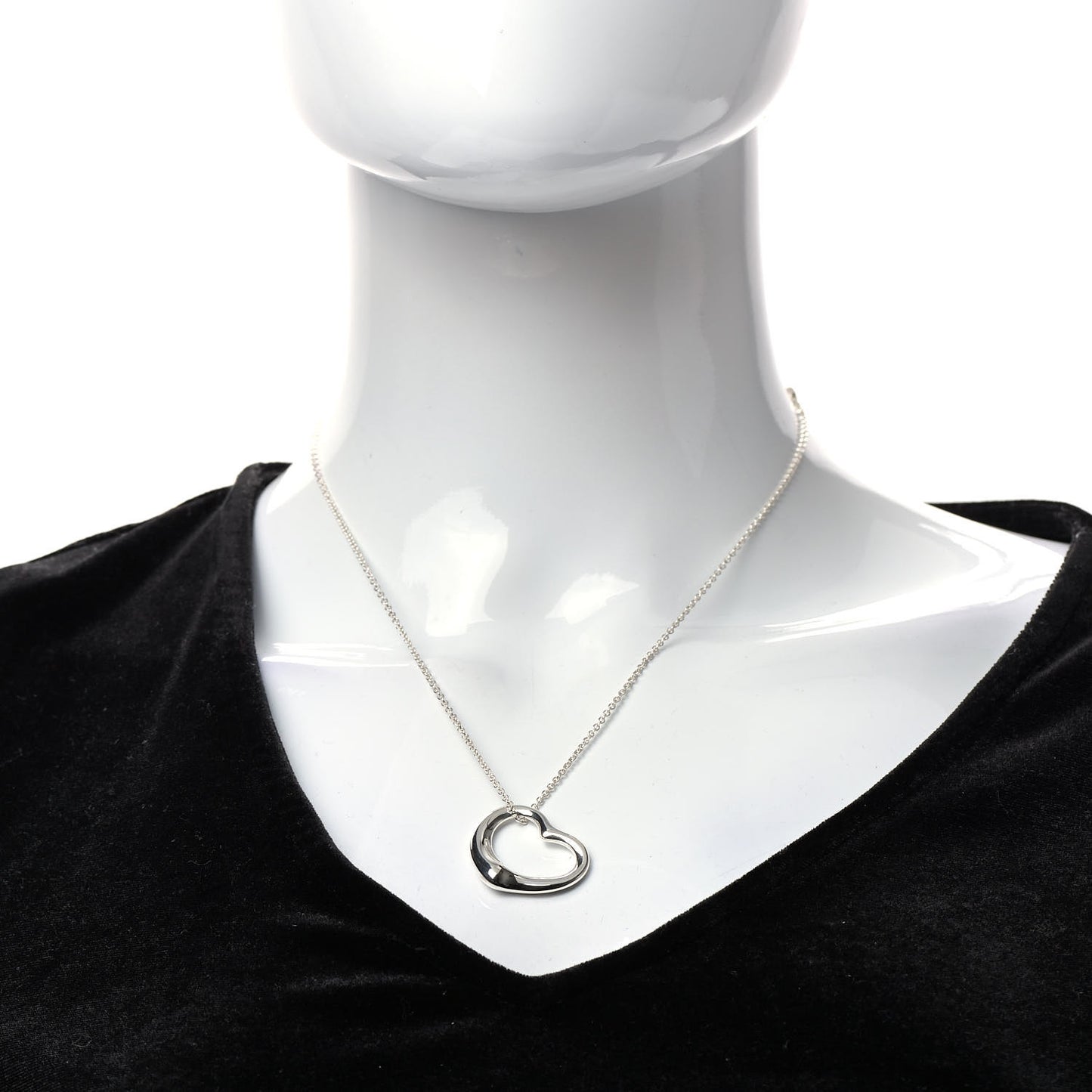 Sterling Silver 27mm Elsa Peretti Open Heart Pendant Necklace